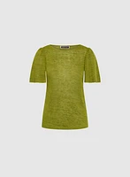 T-shirt à manches évasées aspect lin