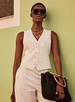 Pinstripe Stretch Linen Vest