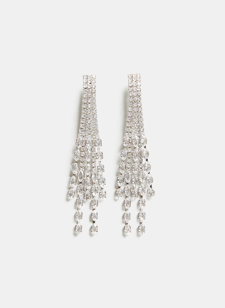 Cubic Zirconia Front Back Earrings