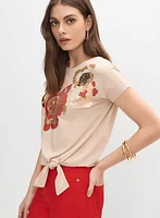 T-shirt à imprimé floral paillettes