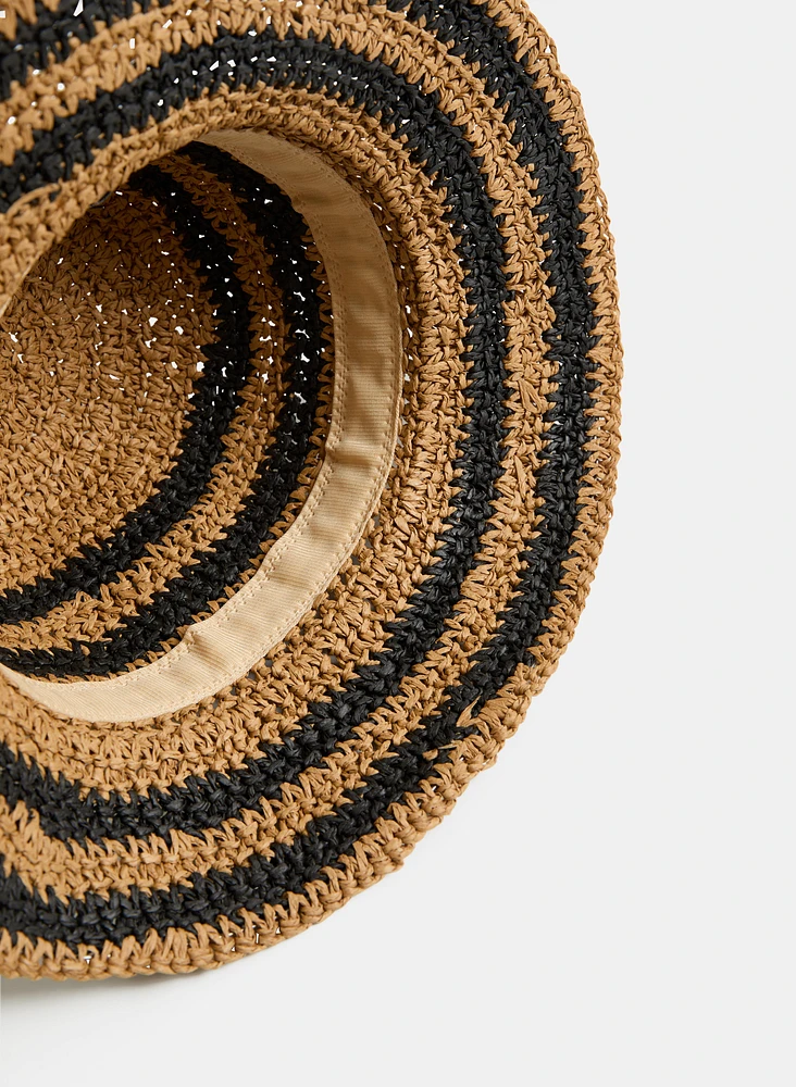Chapeau à rayures en paille