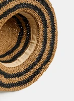 Chapeau à rayures en paille
