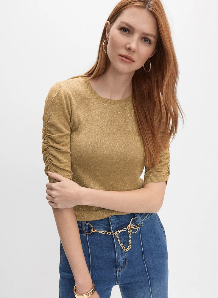 Shirred Glitter Knit Top