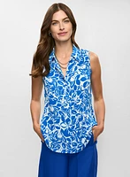Blouse fleurie en crêpe sans manches