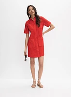Robe-chemisier à broderies florales