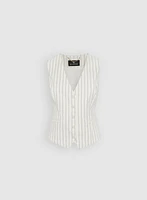 Pinstripe Stretch Linen Vest