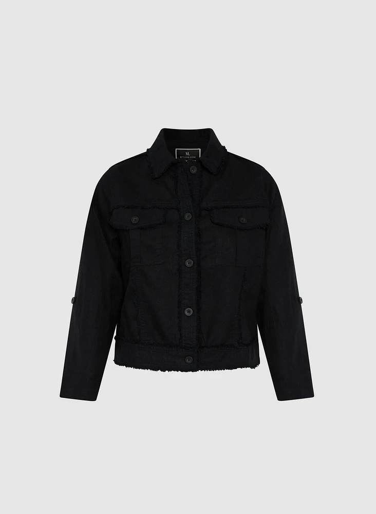 Veste à bordures effilochées