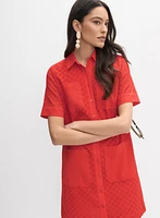 Robe-chemisier à broderies florales