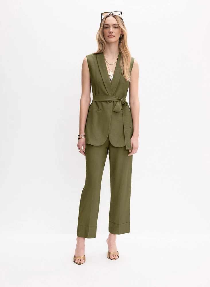Pantalon à jambe droite écourtée