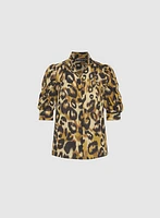 Leopard Puff Sleeve Blouse