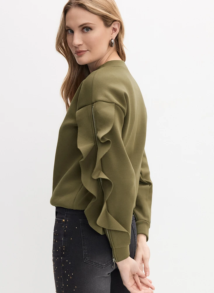 Ruffle Sleeve Sweatshirt