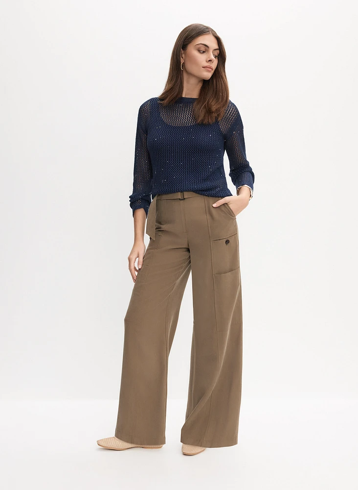Open Knit Pullover Sweater