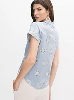 Embroidered Button-Down Blouse