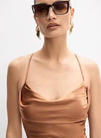 Cowl Neck Satin Slip Dress