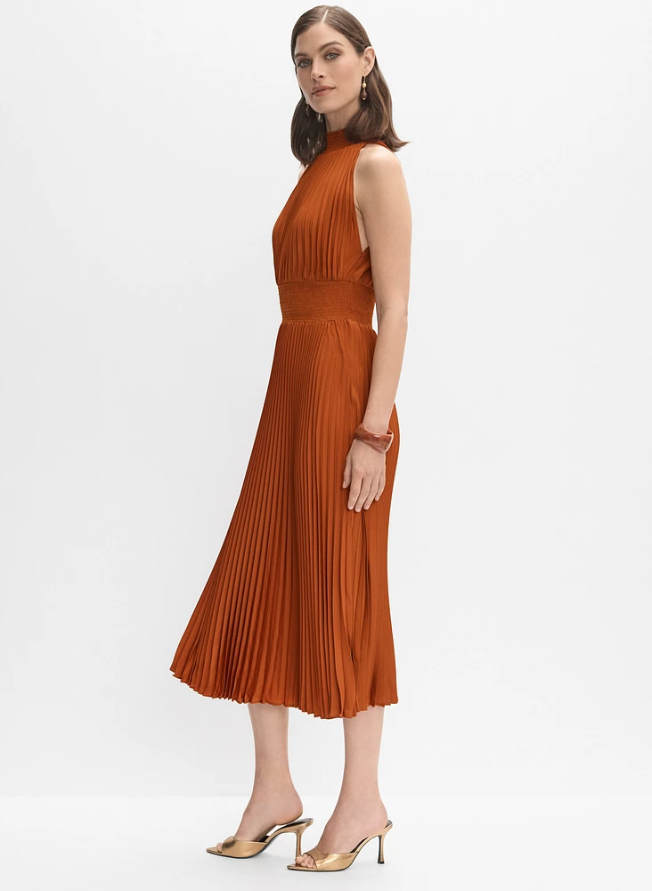 Plissé Satin Dress