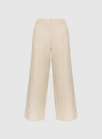 Pantalon large à ourlet brod
