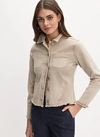 Veste en denim à ourlet effiloché