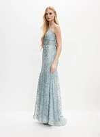 Robe-corset en dentelle scintillante