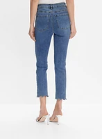 Embellished Hem Straight-Leg Jeans