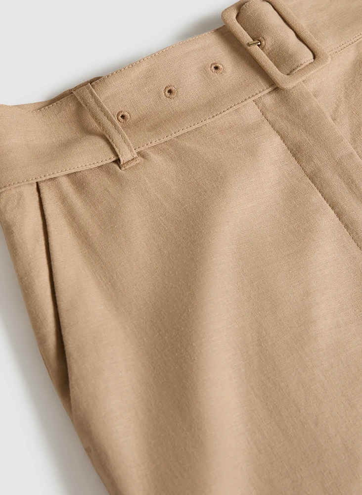 Pantalon large en mélange de lin