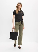 Cut-Out Embroidered T-Shirt
