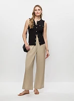 Snap Front Satin Trim Top