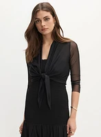 Tie-Front Mesh Bolero