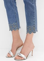 Embellished Hem Straight-Leg Jeans