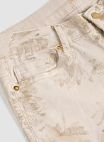 Foil Leaf Print 7/8 Jeans