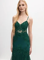 Embroidered Mesh Dress