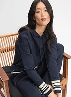 Striped Trim Hooded Sweatshirt