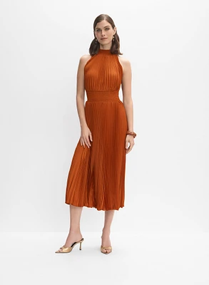 Plissé Satin Dress