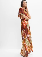 Patchwork Print Maxi Dress