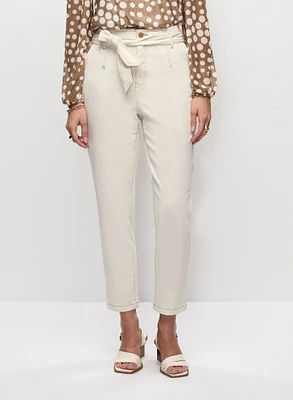 Tie-Waist Tapered Jeans
