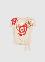 T-shirt à imprimé floral paillettes