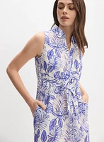 Leaf Print Linen Dress