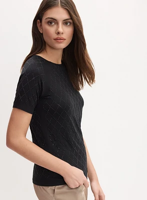 Embellished Grid T-Shirt
