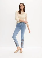 Embroidered Straight-Leg Jeans