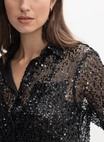 Haut à col polo paillettes