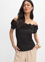 Ribbed Rosette Top