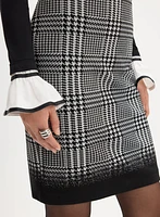 Plaid Print Knit Pencil Skirt