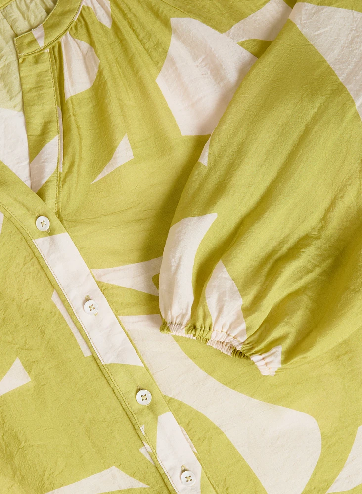 Printed Button-Down Blouse