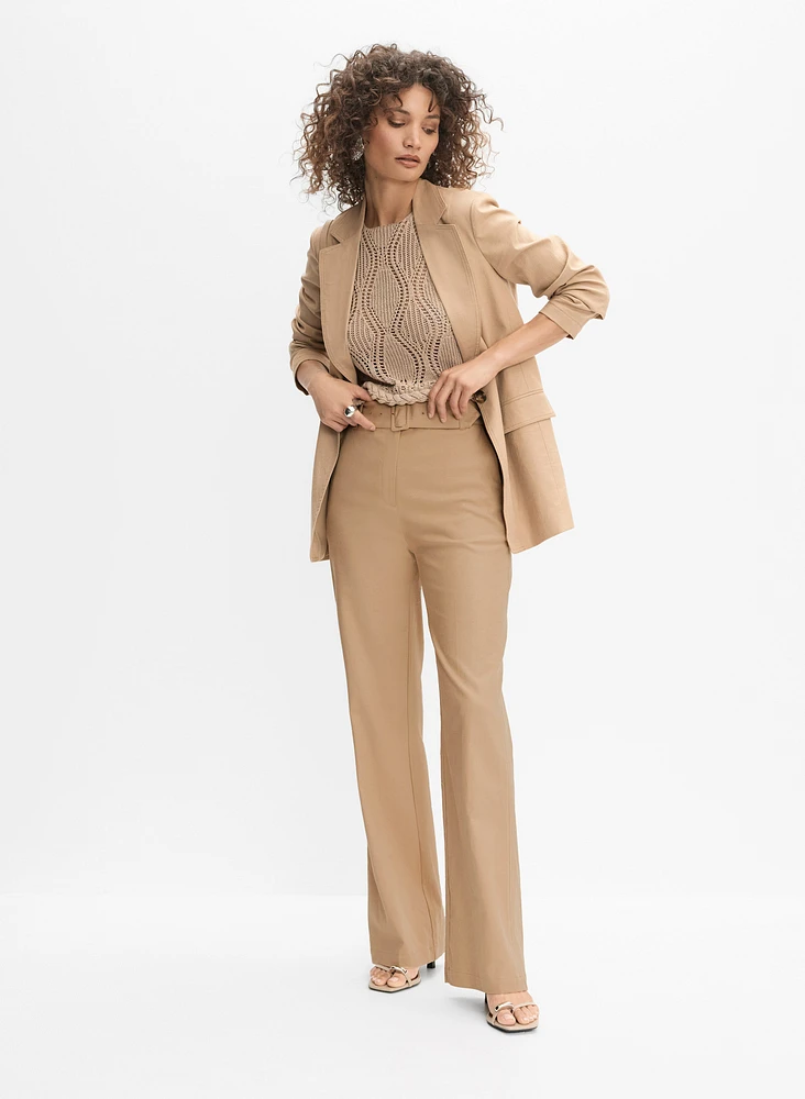 Pantalon large en mélange de lin