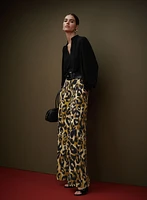 Leopard Print Wide-Leg Pants