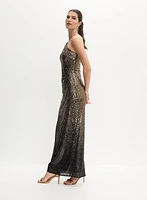 Robe épaule unique à paillettes