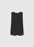 Embroidered Hem Blouse