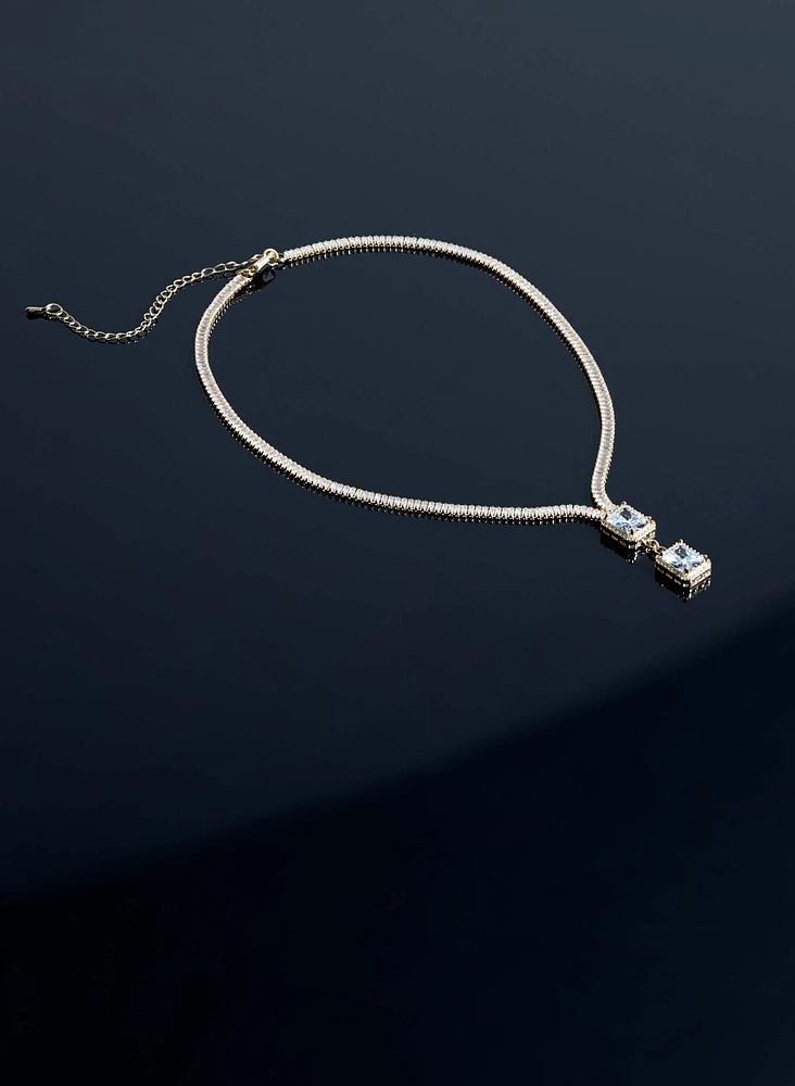 Cubic Zirconia Baguette Necklace