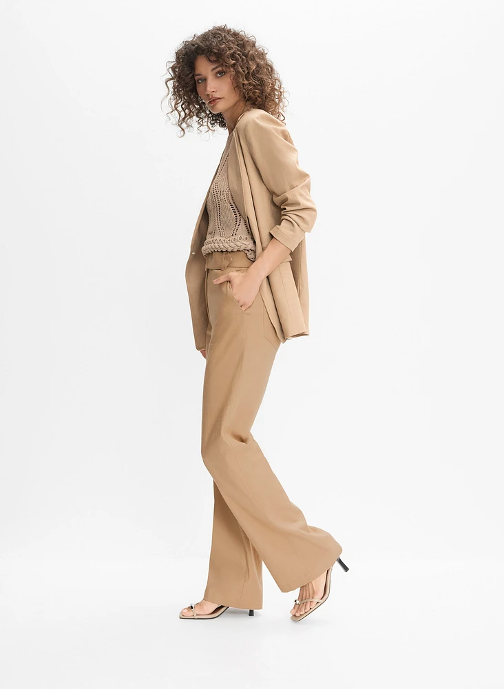 Pantalon large en mélange de lin