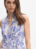 Leaf Print Linen Dress