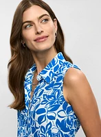Blouse fleurie en crêpe sans manches